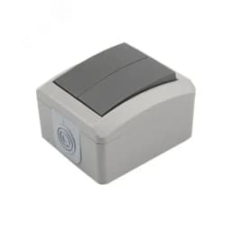 Выключатель двухклавишный INDUSTRIAL IP54, о/у, серый