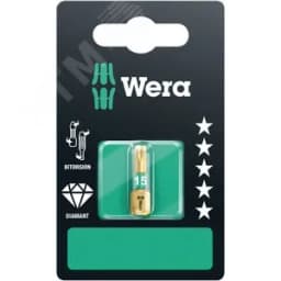 Бита биторсионная 867/1 BDC TORX SB алмазное покрытие хвостовик 1/4 C 6.3 TX 15X25 мм с держателем-еврослот WE-134375 WERA