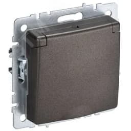 BRITE Розетка с заземлением с защитными шторками и крышкой 16А IP20 РСбш10-3-БрТБ темная бронза BR-R16-16-K45 IEK