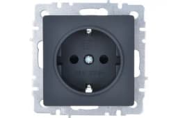 Розетка 1-м СП BRITE РС14-1-0-БрГ 16А с заземл. защ. шторки механизм графит IEK BR-R14-16-K53