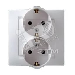 15 Розетка двойная 2Р+Е Schuko 16А 250В винтовой зажим белый