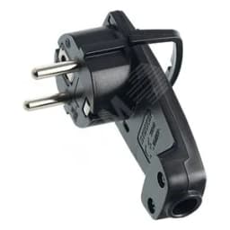 Вилка угловая плоская с кольцом, с заземлением, 250В,16A, IP20, черная,