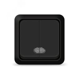 Выключатель двухклавишный с подсветкой UNIVersal серия Олимп, о/у, 10А, 220В, черный