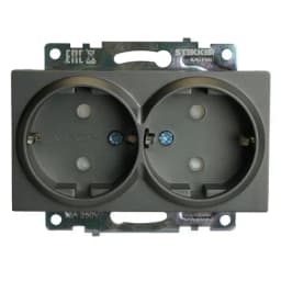 Розетка 2местная с защитной шторкой механизм сз 250В 16А серия Катрин графит GLS16711406 49425