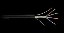 Кабель U/UTP 4 пары, Кат.5e, одножильный, медный, внешний, PE до -40C, с тросом, черный, 305м NETLAN EC-UU004-5E-PE-SW-BK
