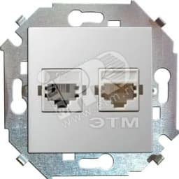 15 Розетка телефонная двойная RJ11 винтовой зажим белый