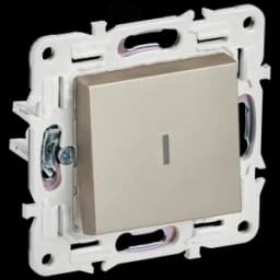 SKANDY Выключатель 1-клавишный проходной с индикацией 10А SK-V08Sh шампань IEK