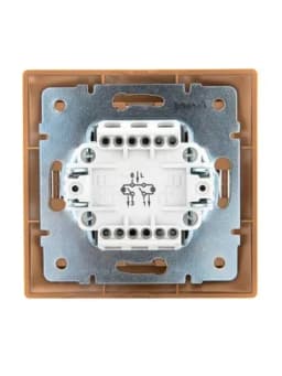 Выключатель 2-кл. СП Mira 10А IP20 с подсветкой со вставкой зол. метал. LEZARD 701-1313-112