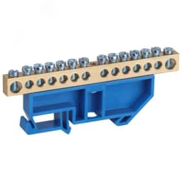 Шина NO-224-93 N ноль на DIN-изоляторе ШНИ-8х12-14-Д-синий