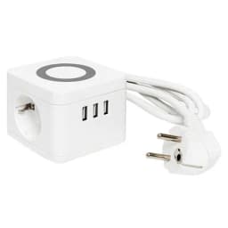 Удлинитель «Куб» 2х1.3м 3USB 2.4А+зарядное устройство 1кв.мм EKF UBA-CUB-3-WC