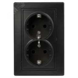 Розетка однофазная двойная скрытого монтажа, в рамку с заземлением без шторок антрацит 16А 250В IP20 1-205-05 Intro Plano Б0053919 ЭРА