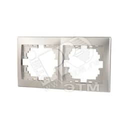 DERIY Рамка 2-ая горизонтальная Серебристый металлик Lezard