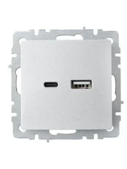 Розетка BRITE USB A+C 18Вт РЮ11-1-БрА механизм алюм. IEK BR-U22-018-K47