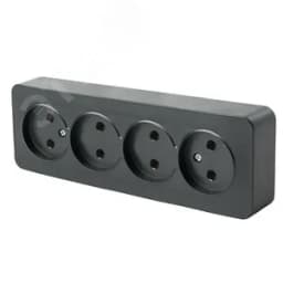 Розетка четырехместная б/з 250В 10А серия София черный матовый STEKKER