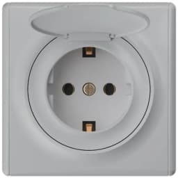 Розетка 1-м СП Florence 16А IP20 с заземл. с крышкой винтов. клеммы механизм сер. (1E10501302) OneKeyElectro 2172837