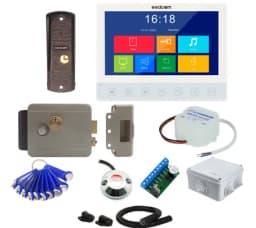 Комплект СКУД и сенсорного видеодомофона SSDCAM 7" с электромеханическим замком считывателем и ключами TM (белый) Space Technology