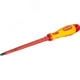 Отвертка , высоковольтная, Cr-Mo-V стержень, двухкомпонент. маслобензостойкая рукоятка, SL, 6,5х150мм ЗУБР