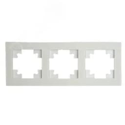 Рамка 3-местная, стекло, серия Катрин, белый матовый, GFR00-7003-01M