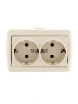 Розетка 2-м ОП Nata 16А IP20 с заземл. керамика крем. LEZARD 710-0300-127