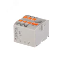 Блок распределительный, зажим push-in, 1 ввод 6 кв.мм, 6 точек подключения 2,5 кв.мм, серый