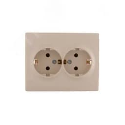 KARINA Розетка двойная с/з ПБТ крем (10шт/120шт) Lezard