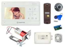 Комплект видеодомофона с врезным электромеханическим замком для частного дома и уличным блоком питания Уралкам