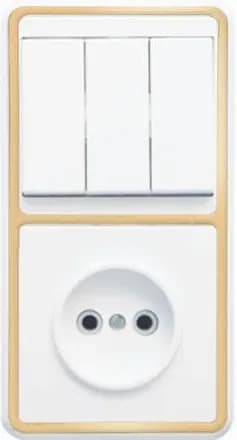 Блок БКВР-039 Бэлла (3-кл. выкл. + розетка) зол. Кунцево 5840