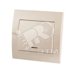 DERIY Выключатель проходной с подсветкой ПБТ жемчужно-белый металлик