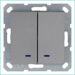 Выключатель 2-кл. 10А IP20 с подсветкой механизм алюм. Jasmart G3023NS