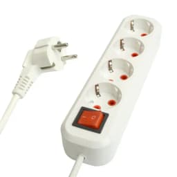 Удлинитель четырехместный сз с выключ STEKKER HM074105 3x1мм2 5м У16А003 серия Home белый 49360