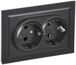 Розетка 2-м СП BRITE РС12-3-БрЧ 16А в сборе с заземл. без защ. шторок черн. IEK BR-R21-16-K02-F