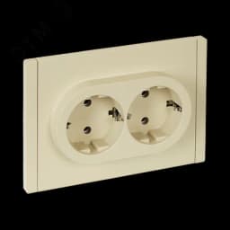 FORTE&PIANO Розетка 2-местная с заземлением без защитных шторок безвинтовое крепление 16А FP424 ваниль IEK