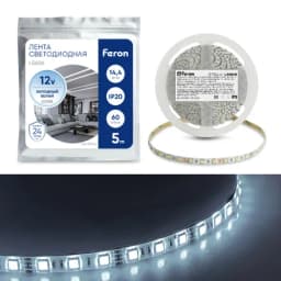 Cветодиодная LED лента Feron LS606 60SMD5050м 144Втм 5м IP20 12V 6500К 27644