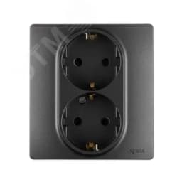 ETIKA Розетка двойная с заземлением со шторками антрацит автоматические зажимы