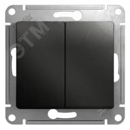 GLOSSA Переключатель двухклавишный схема 6 антрацит в рамку