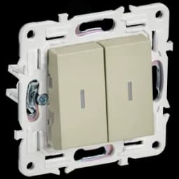 SKANDY Выключатель 2-клавишный с индикацией 10А SK-V09B бежевый IEK