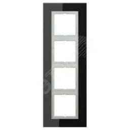 Рамка 4-я для горизонтальной/вертикальной установки Серия- LS plus Материал- стекло Цвет- черный JUNG