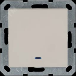 Выключатель одноклавишный проходной со светодиодом 10A 250V~ с накладкой, цвет Тауп