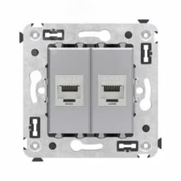 Avanti Компьютерная розетка RJ-45 без шторки в стену, кат.6А двойная экранированная,  Закаленная сталь