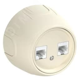 Розетка двойная компьютерная RJ45 кат.5e Rotondo, цвет бежевый ССТ