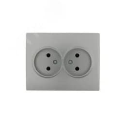 KARINA Розетка двойная б/з керамика матовое серебро (10шт/120шт)