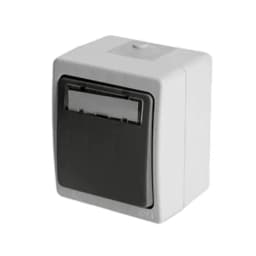 Выключатель 1клавишный с окном для маркировки самовозвратный STEKKER PSW1011454 открытой установки 250В 10А IP54 серыйграфит 49723