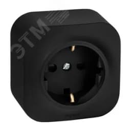 Розетка с заземлением - Legrand Quteo - со шторками IP20 16А 250В винтовые зажимы накладной монтаж - чёрный матовый Legrand