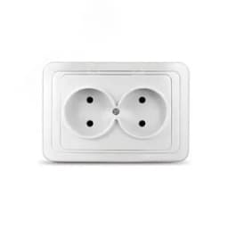 Валери Розетка двойная без заземления белая В0102 Универсал