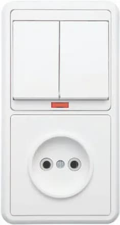 Блок БКВР-213 Бэлла (2-кл. выкл. с инд. + розетка) бел. Кунцево 5829