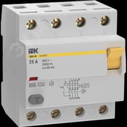 Выключатель дифференциальный (УЗО) KARAT ВД3-63 4P 25А 30мА 6кА тип A