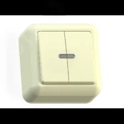 ОПТИМА Выключатель открытой установки двухклавишный со светоиндикацией, 10А А510-387, слоновая кость Кунцево