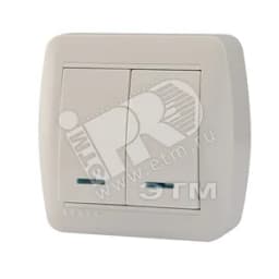 Демет Выключатель двойной с подсветкой белый Lezard