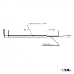Датчик температуры дымовых газов (кабель 1 м) PT1000 B 5x100 мм