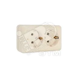 Олимп Розетка двойная с заземлением бежевая наружная Универсал